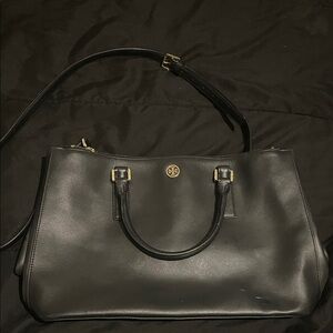 Tory Burch Black Leather Shoulder Bag Safiano preowned